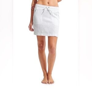 Athleta 100% Linen Skirt Size 4 Seline Ecru Drawstring Waist Pockets